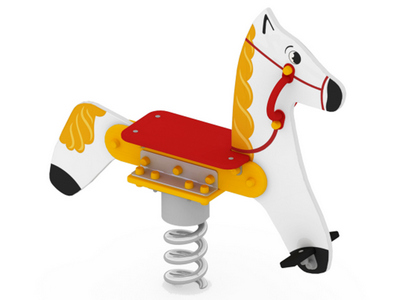 Качалка на одинарной пружине Белая лошадка 1